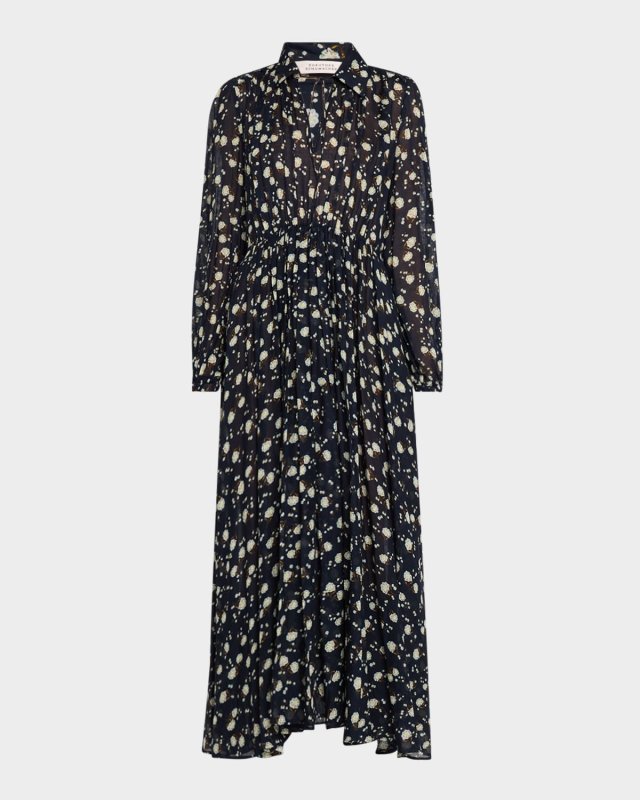 Floral Volumes Printed Midi Shirtdress